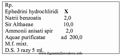 MDJ dla chlorowodorku efedryny podanej doustnie wynosi 0,075. Jaką maksymalną iloś