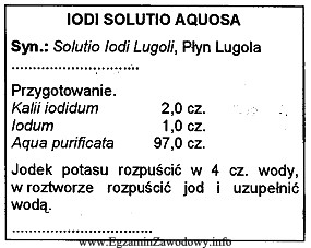 Płyn Lugola, zgodnie z przytoczonym fragmentem FP VI, wykonuje 