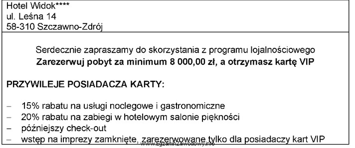 Na podstawie informacji dotyczących programu lojalnościowego, określ 