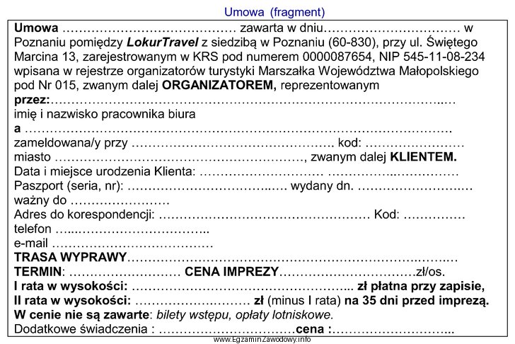 Zamieszczony fragment dokumentu dotyczy umowy