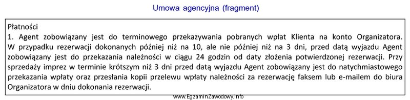 Z przedstawionego fragmentu umowy agencyjnej wynika, że należnoś