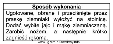 Zamieszczony fragment sposobu wykonania ciasta dotyczy produkcji