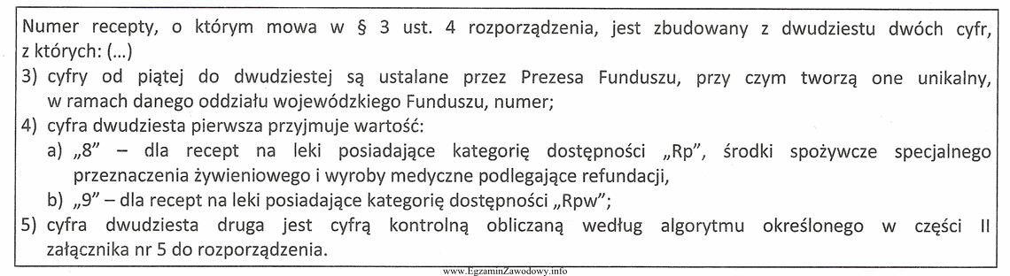 Poniżej fragment rozporządzenia Ministra Zdrowia w sprawie recept 