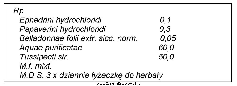 Sporządzając lek zgodnie z zamieszczoną receptą, wyciąg 